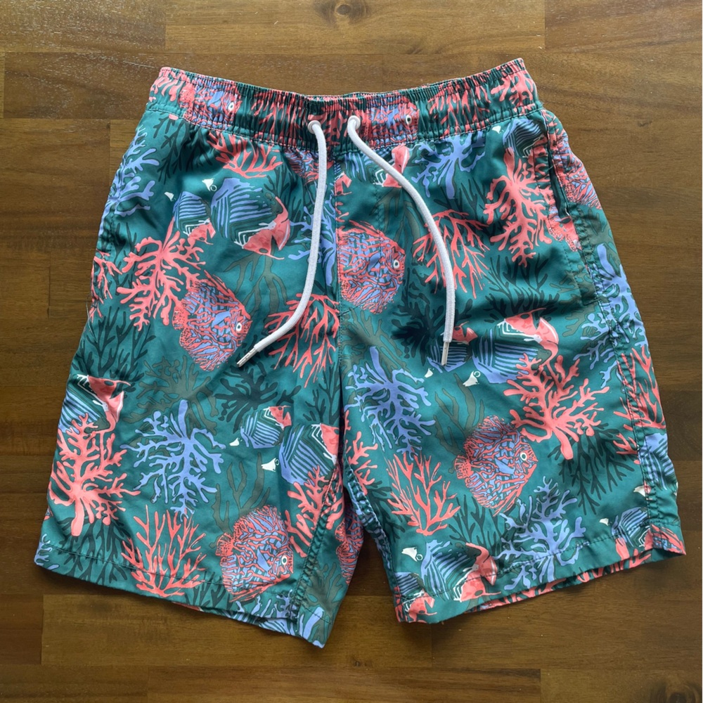 Amazon Essentials Men Swim Trunks Orange Green Blue Coral Shorts- size Small